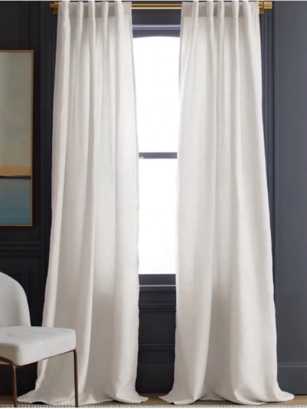 NWT QUINCE Set Of 2 48x96 European Linen Curtains Cream 0458